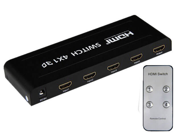 Bộ chuyển HDMI Switch 4 vào 1 ra Full HD 1080P (có remote)