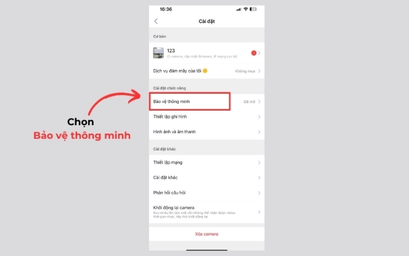 tìm và chọn mục Bảo vệ thông minh