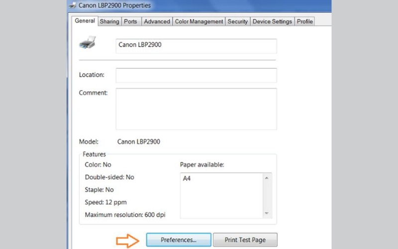 chọn tab Preferences