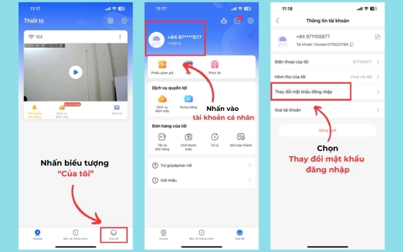 Chọn Thay đổi mật khẩu đăng nhập