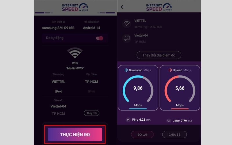 Đo băng thông Viettel bằng i-Speed by VNNIC