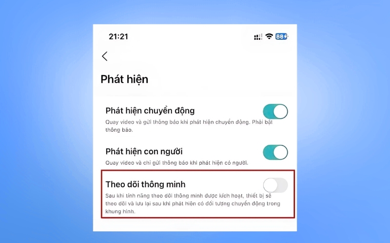Gạt nút tắt tính năng Theo dõi thông minh