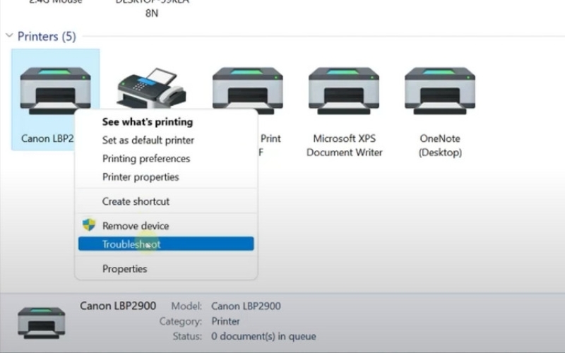 nhấp chuột phải và chọn Troubleshoot