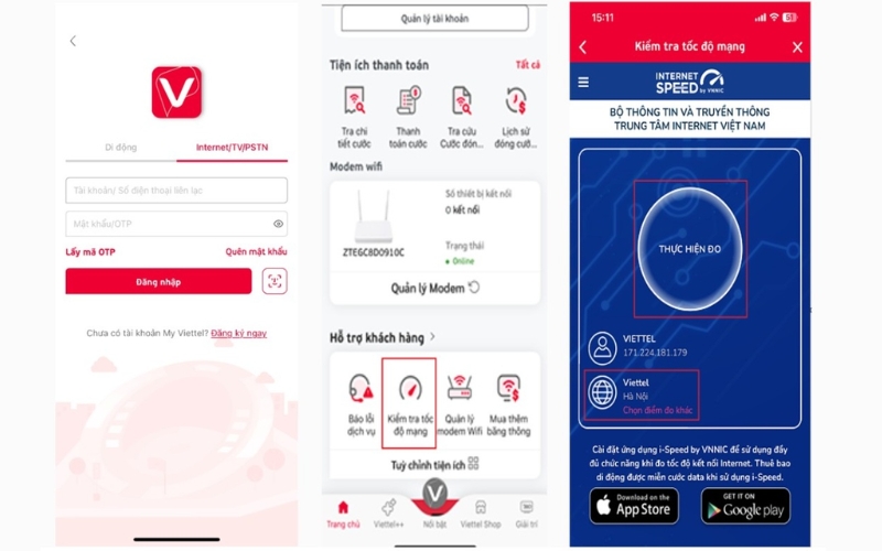 Kiểm tra băng thông Viettel trực tiếp trong ứng dụng My Viettel