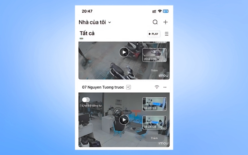 Mở app IMOU Life và chọn camera cần chỉnh