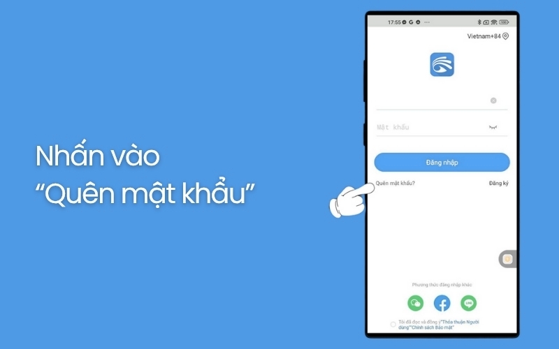 chọn mục “Quên mật khẩu”