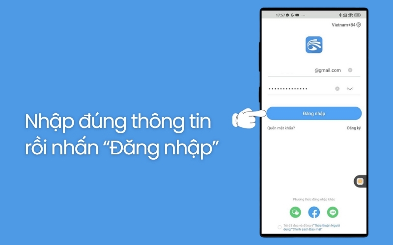 đăng nhập bằng mật khẩu mới