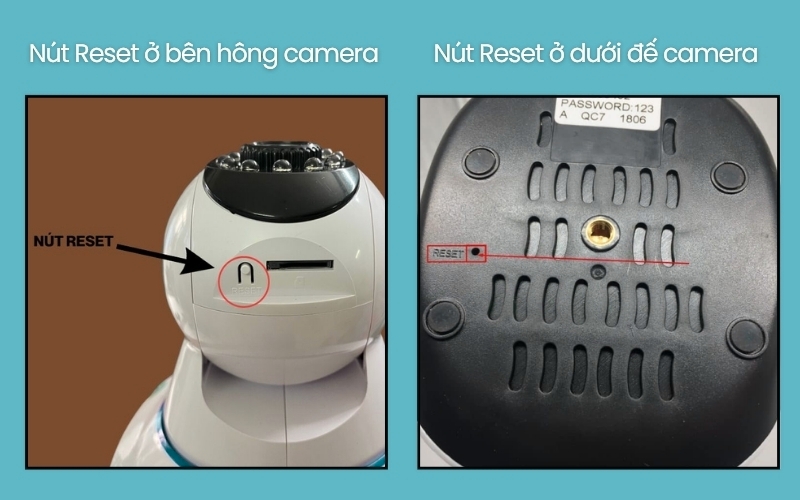 Vị trí nút reset camera Yoosee trong nhà