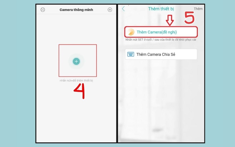 Thêm thiết bị camera mới vào ứng dụng