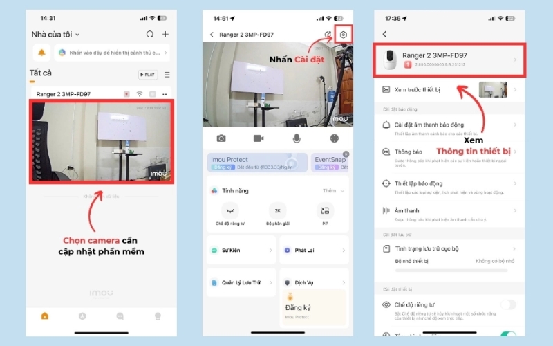 Xem thông tin camera cần cập nhật