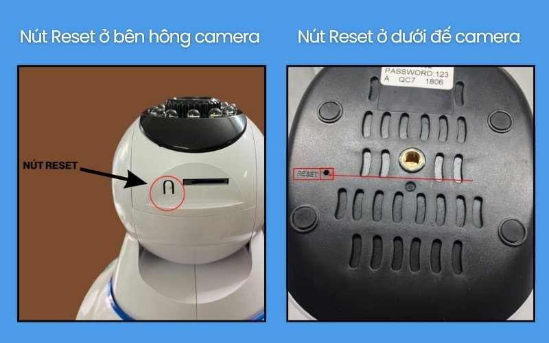 Xác định vị trí nút reset camera Yoosee trong nhà