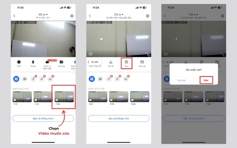Xóa video ghi hình trên camera Yoosee