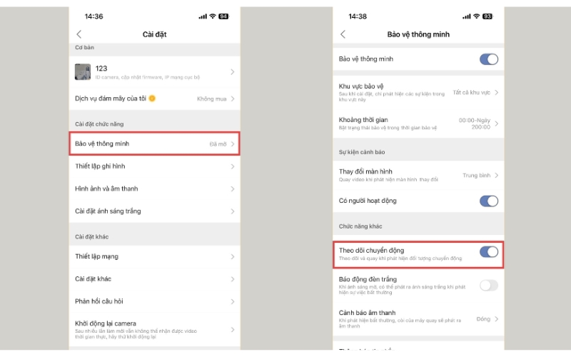 Bật ghi hình khi phát hiện chuyển động