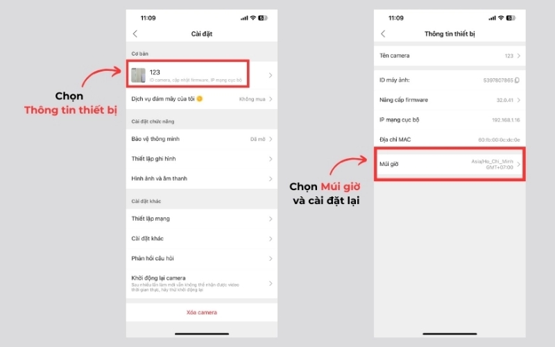 Cài đặt múi giờ cho camera Yoosee
