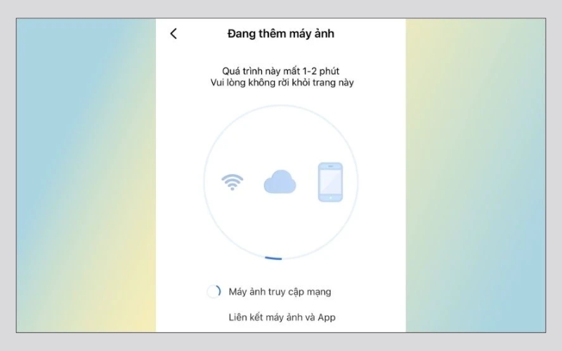 Chờ hệ thống tiến hành cấu hình và kết nối camera với WiFi mới