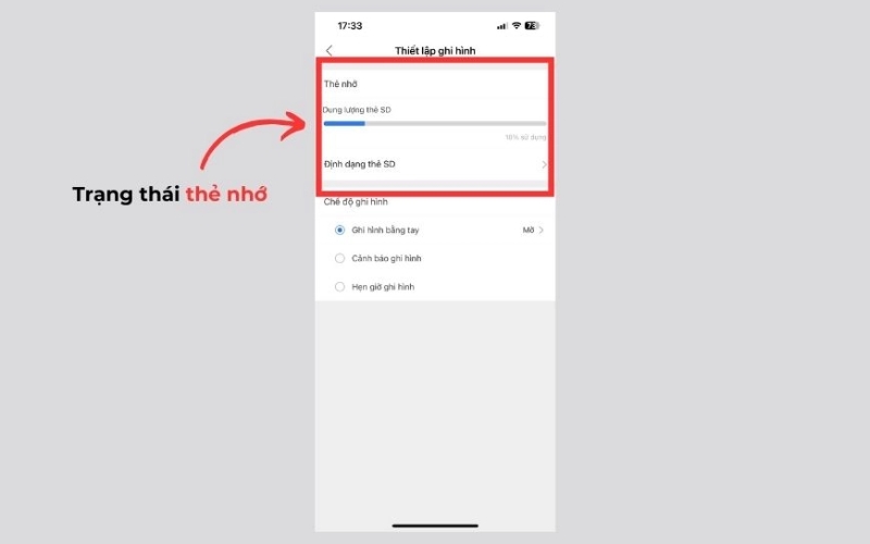 Chọn mục Định dạng thẻ SD