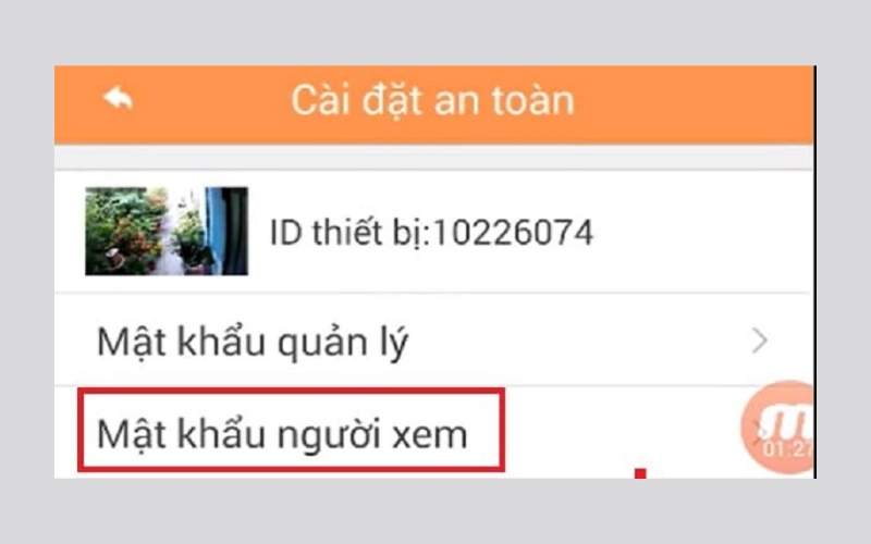 chọn Mật khẩu người xem