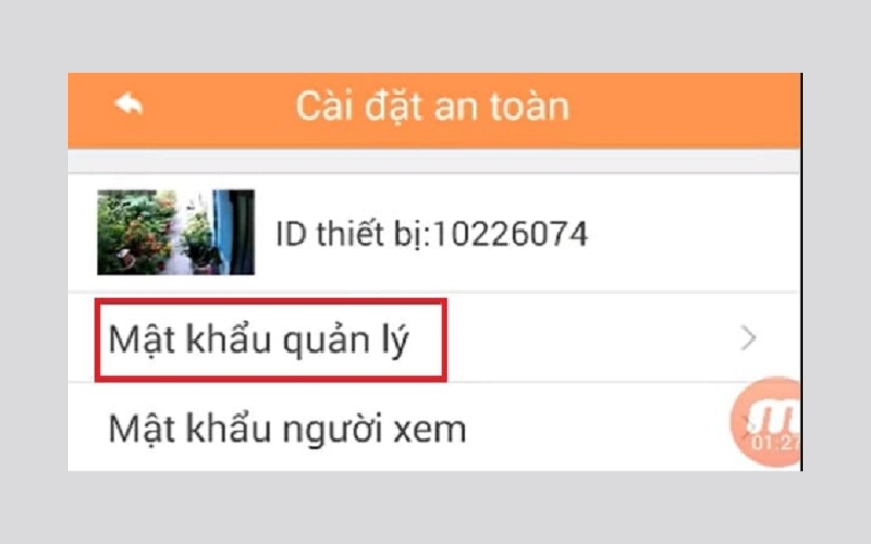 chọn Mật khẩu quản lý