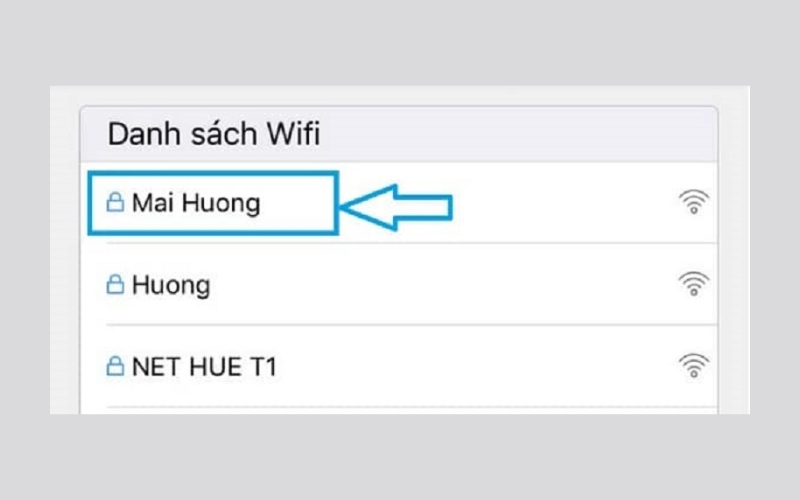 chọn wifi để kết nối với camera