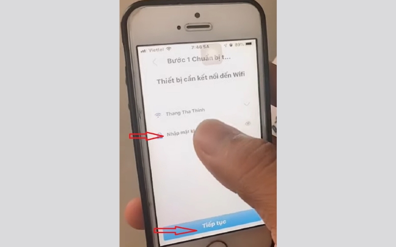 chọn wifi muốn kết nối rồi nhập mật khẩu