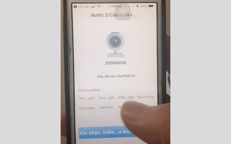 đặt tên camera và xác nhận