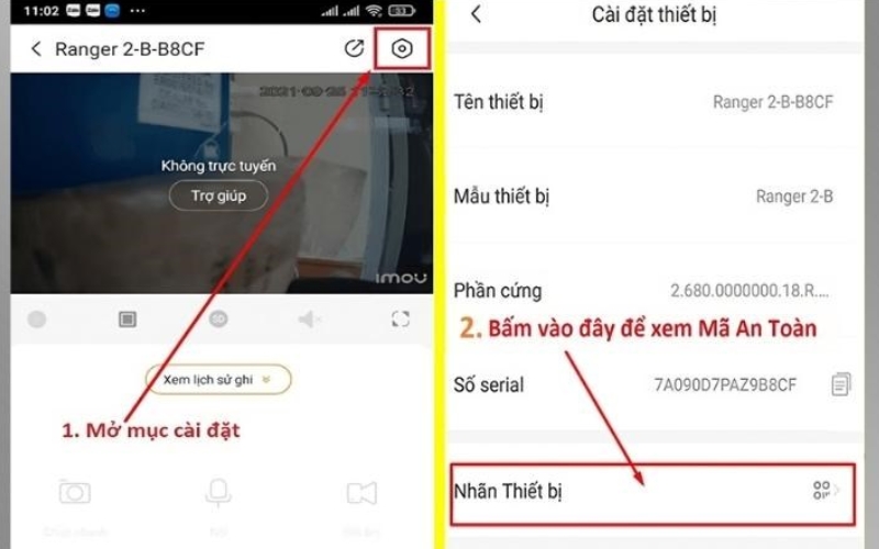 Truy cập vào mục Cài đặt (Settings) của camera