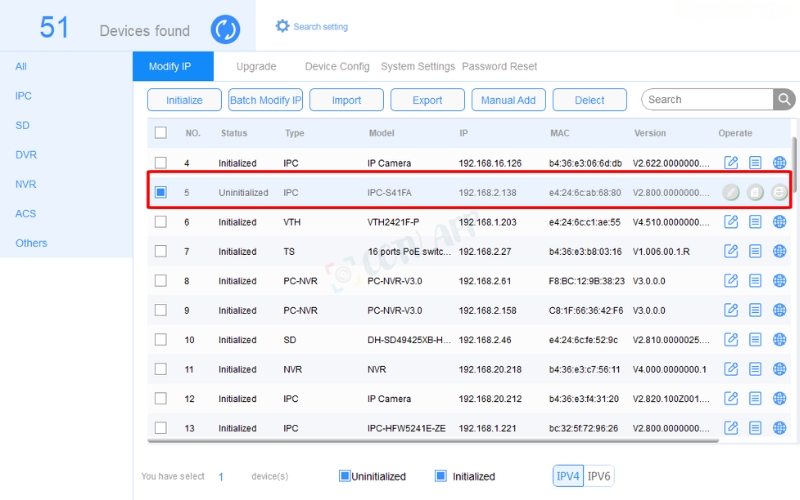 Mở phần mềm và truy cập mục Modify IP