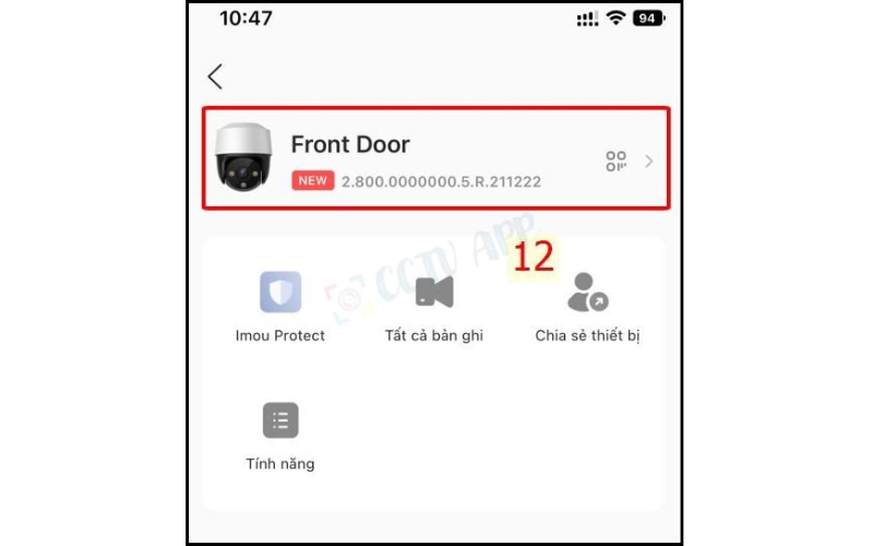 Nhấn vào mục thông tin thiết bị