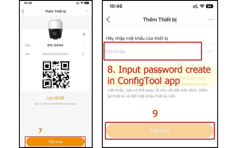 Điền mật khẩu đã tạo trong ConfigTool