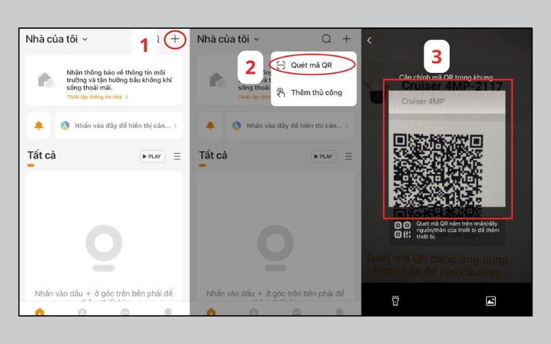 Nhấn dấu + để thêm thiết bị và chọn Quét mã QR
