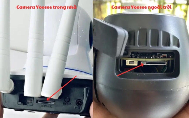 Xác định đúng vị trí khe cắm thẻ nhớ trên camera