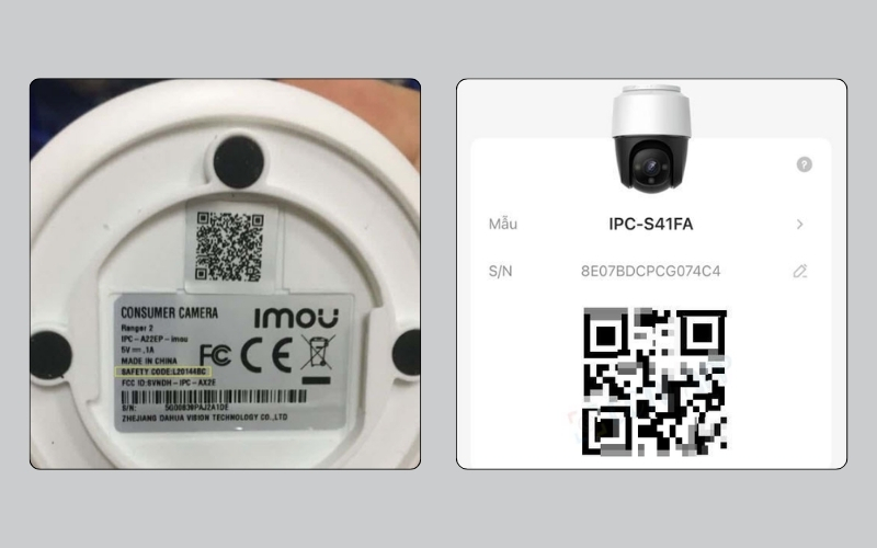 Vị trí mã QR camera IMOU